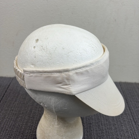 Vintage Visor Hat Cap Womens OS Ivory Stretch Elastic Strap Outdoor Sun Golf - Picture 8 of 14